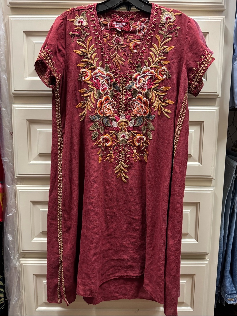 Johnny Was Tee Dress  Embroidered V-Neck Tunic S